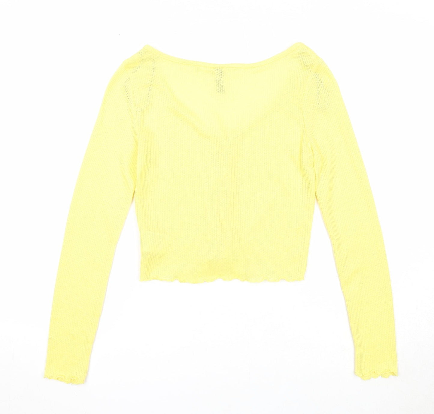 Divided by H&M Womens Yellow Scoop Neck Polyester Cardigan Jumper Size S