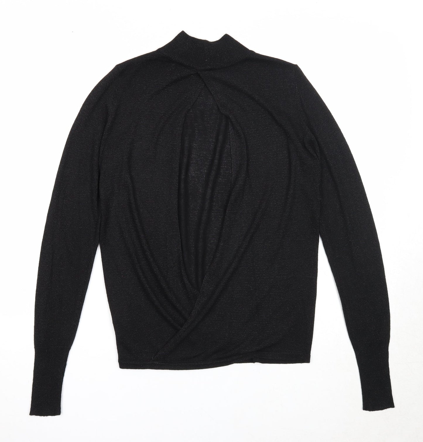 NEXT Womens Black High Neck Viscose Pullover Jumper Size 6 - Open Back