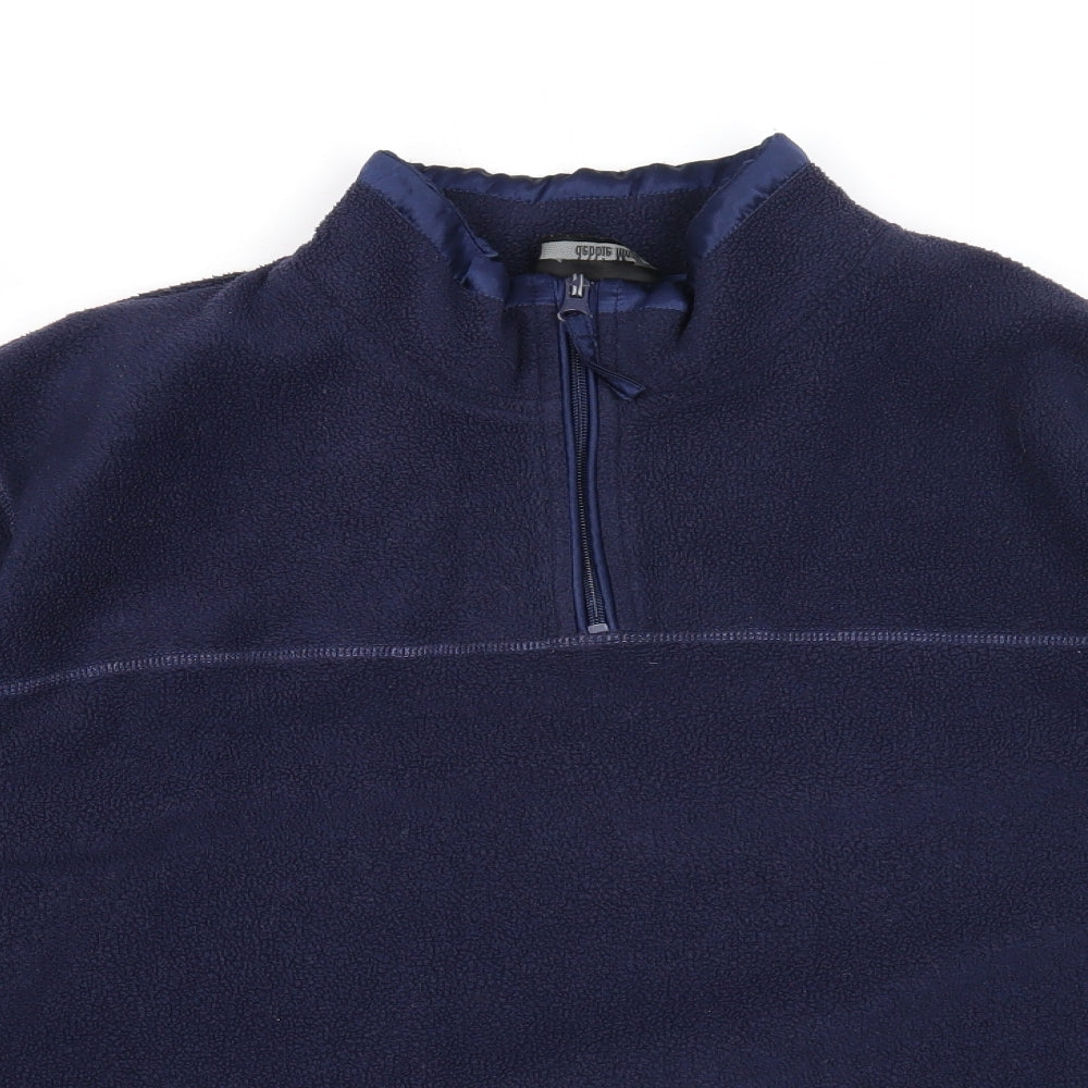 Debbie Morgan Mens Blue Polyester Pullover Sweatshirt Size M