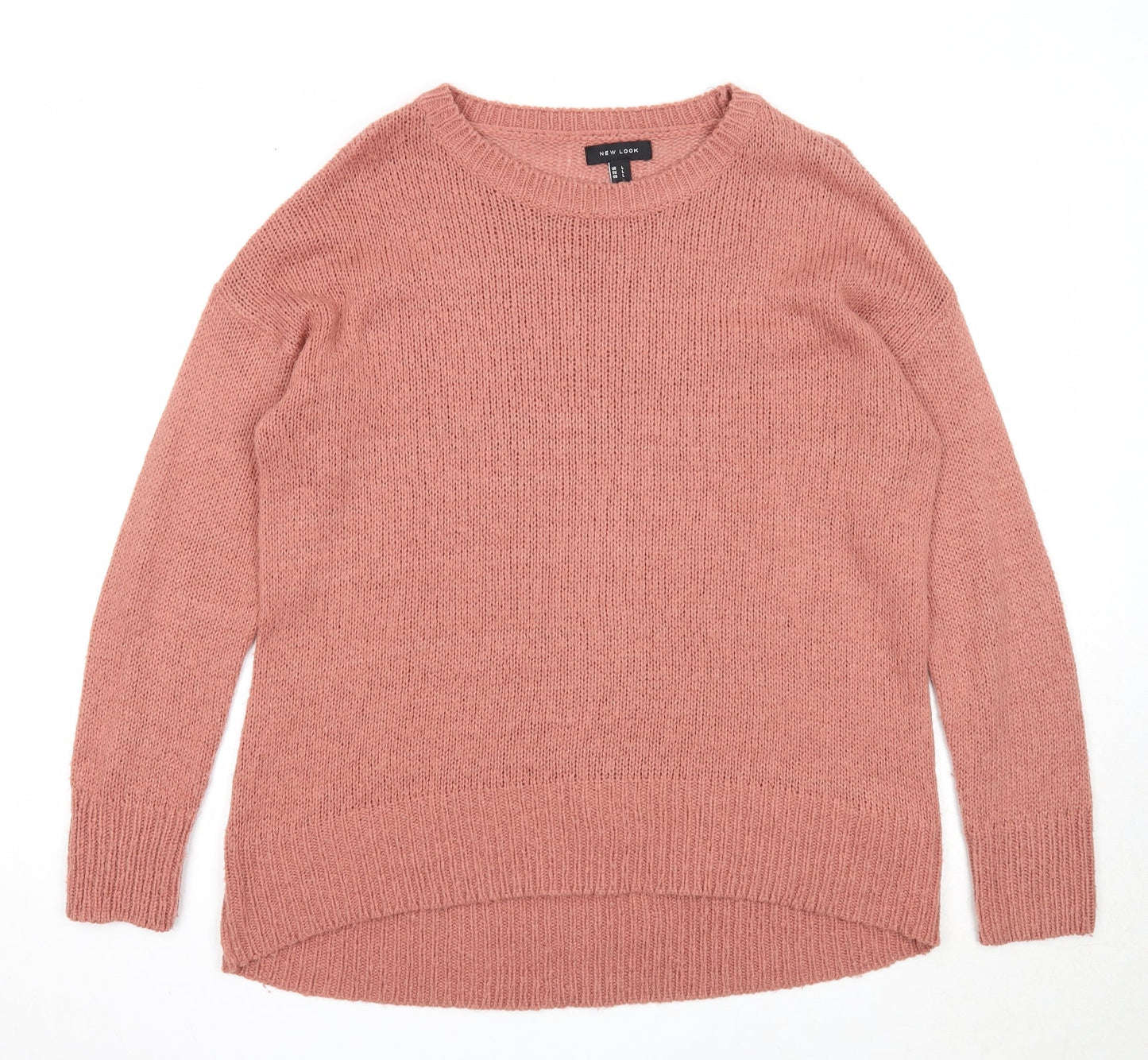 New Look Womens Pink Round Neck Acrylic Pullover Jumper Size L