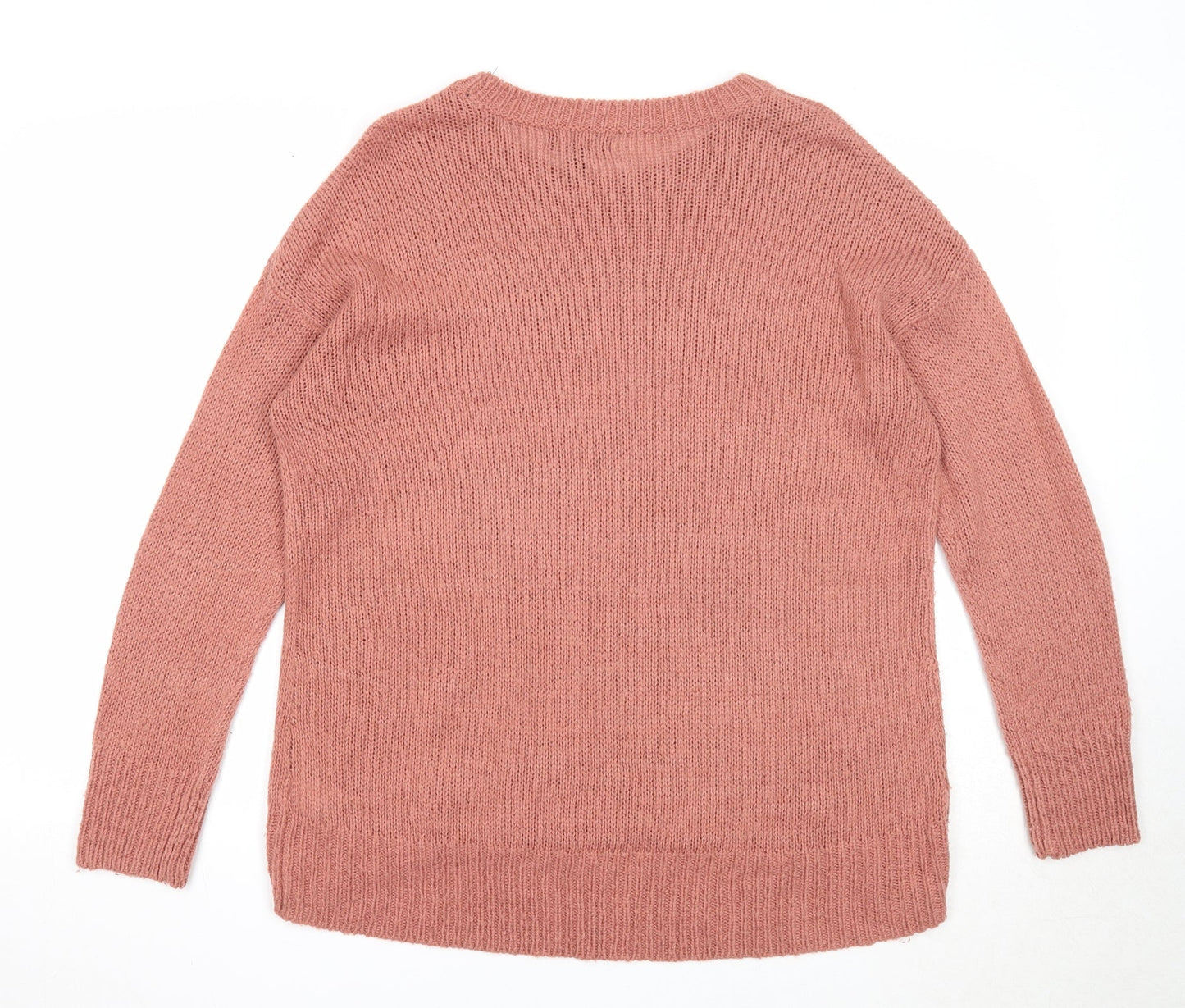 New Look Womens Pink Round Neck Acrylic Pullover Jumper Size L