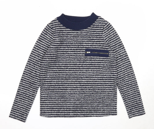 NEXT Womens Blue Round Neck Striped Polyester Pullover Jumper Size 6