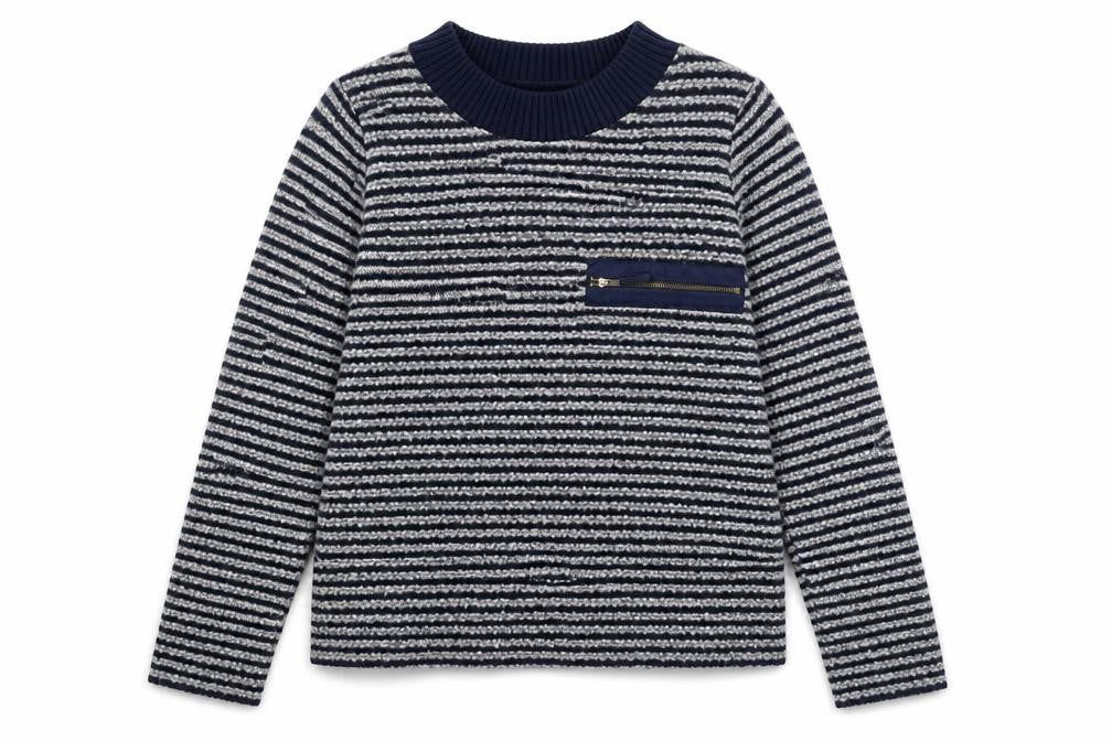 NEXT Womens Blue Round Neck Striped Polyester Pullover Jumper Size 6