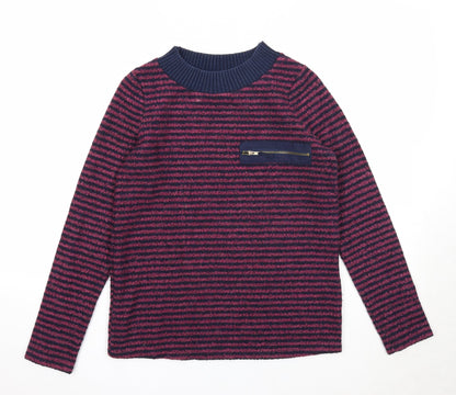 Next Womens Purple Round Neck Striped Polyester Pullover Jumper Size 6