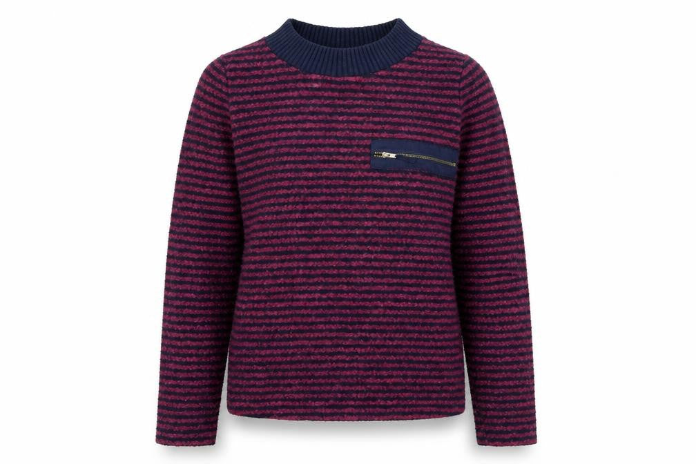 NEXT Womens Purple Round Neck Striped Polyester Pullover Jumper Size 6