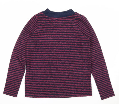 Next Womens Purple Round Neck Striped Polyester Pullover Jumper Size 6