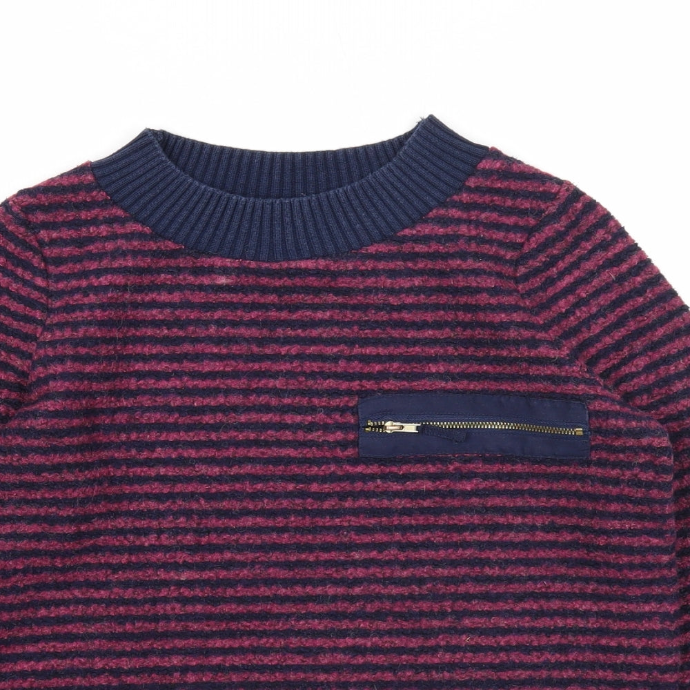 NEXT Womens Purple Round Neck Striped Polyester Pullover Jumper Size 6