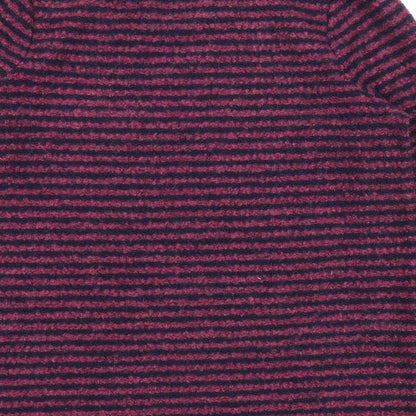 Next Womens Purple Round Neck Striped Polyester Pullover Jumper Size 6