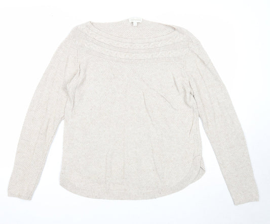 Monsoon Womens Beige Round Neck Polyamide Pullover Jumper Size M