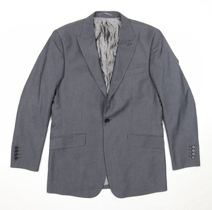 Skopes Mens Grey Striped Polyester Jacket Suit Jacket Size 38 Regular