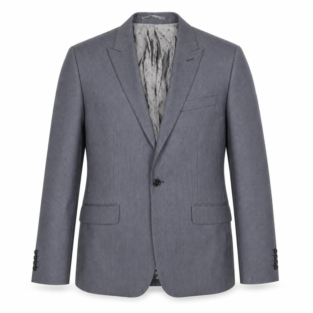 Skopes Mens Grey Striped Polyester Jacket Suit Jacket Size 38 Regular