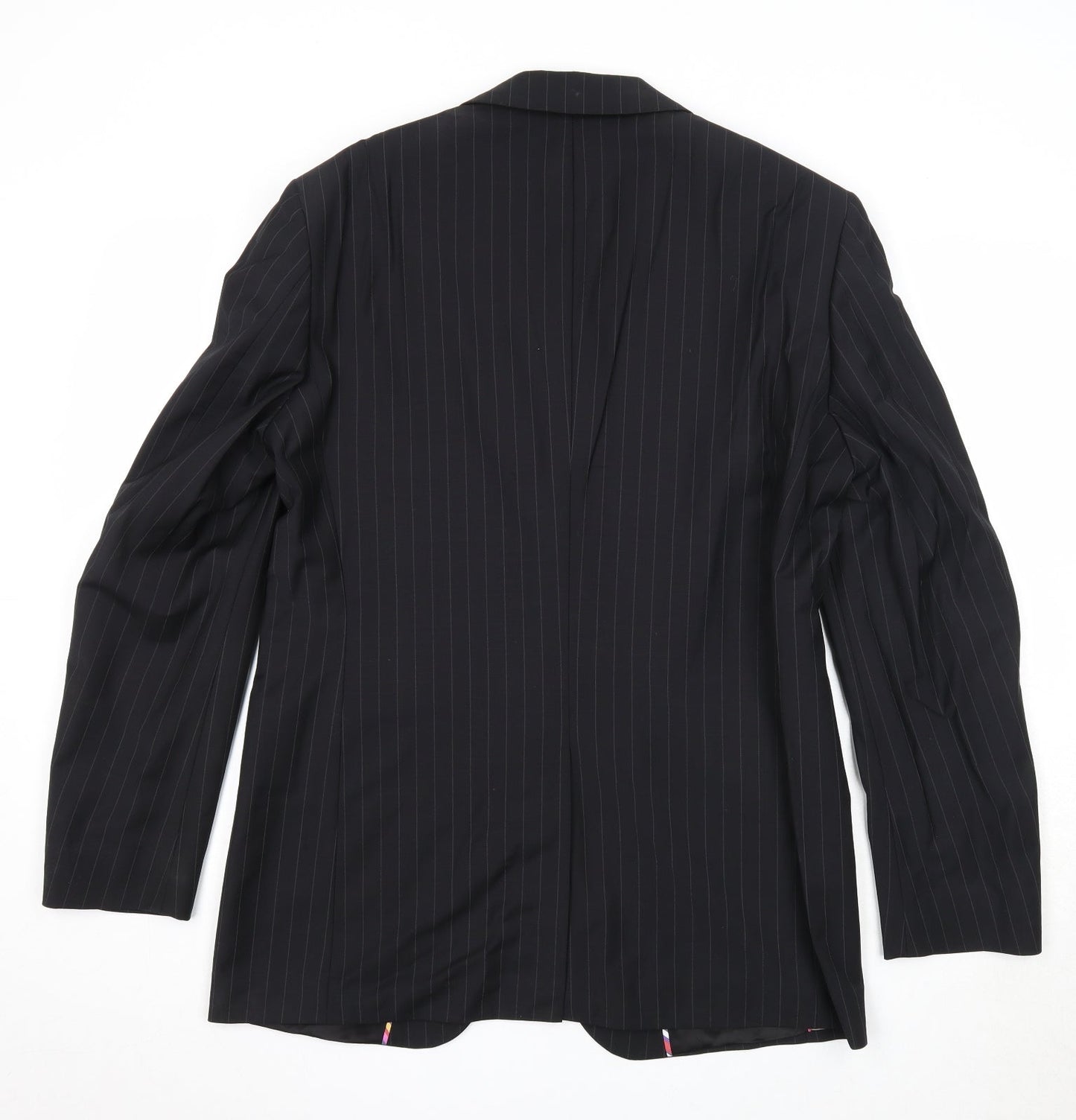 Impressions Mens Black Striped Wool Jacket Suit Jacket Size 40 Regular