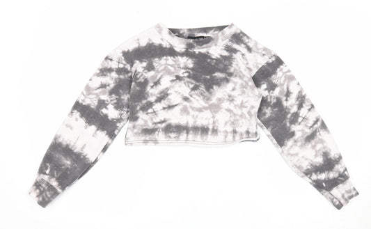 Atmosphere Womens Grey Geometric Viscose Pullover Sweatshirt Size 4 Pullover - Tie Dye Pattern