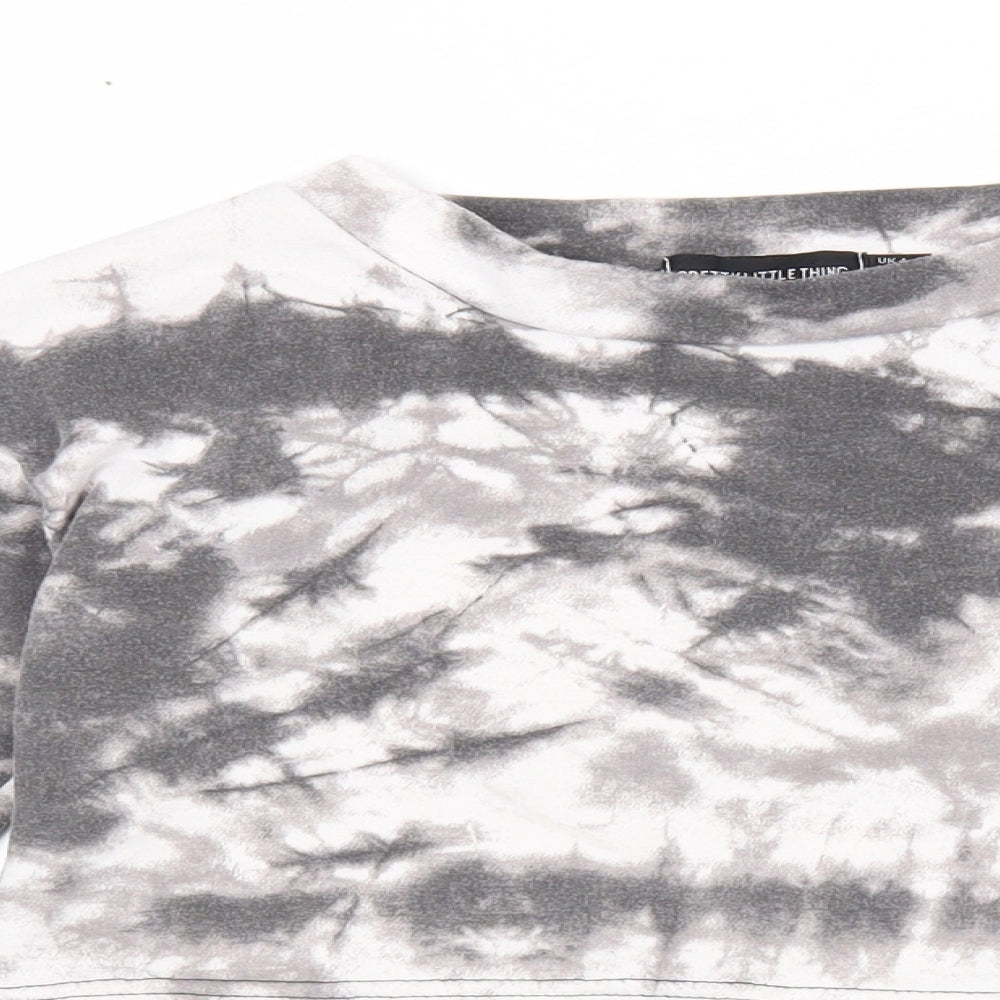 Atmosphere Womens Grey Geometric Viscose Pullover Sweatshirt Size 4 Pullover - Tie Dye Pattern