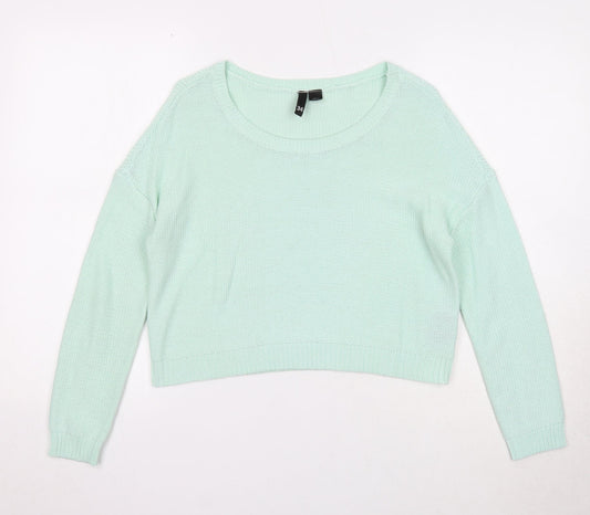 Divided by H&M Womens Green Round Neck Acrylic Pullover Jumper Size 6