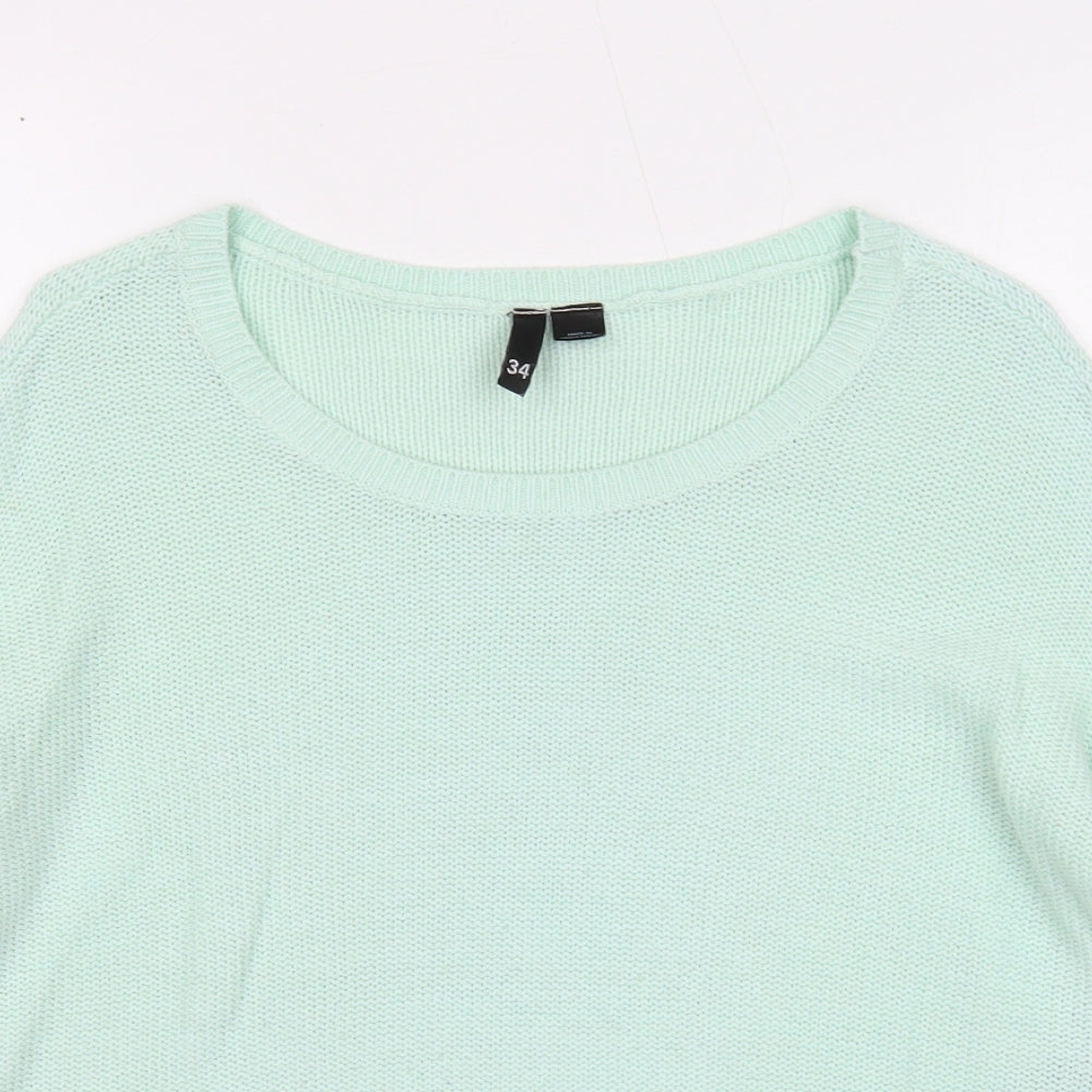 Divided by H&M Womens Green Round Neck Acrylic Pullover Jumper Size 6