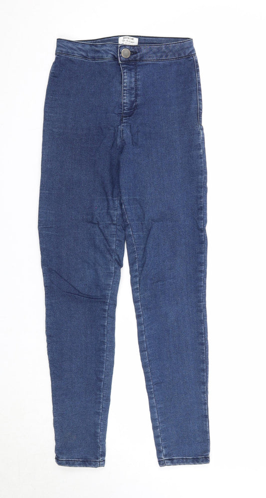 Miss Selfridge Womens Blue Cotton Skinny Jeans Size 6 Regular Zip - Waist 22 inches