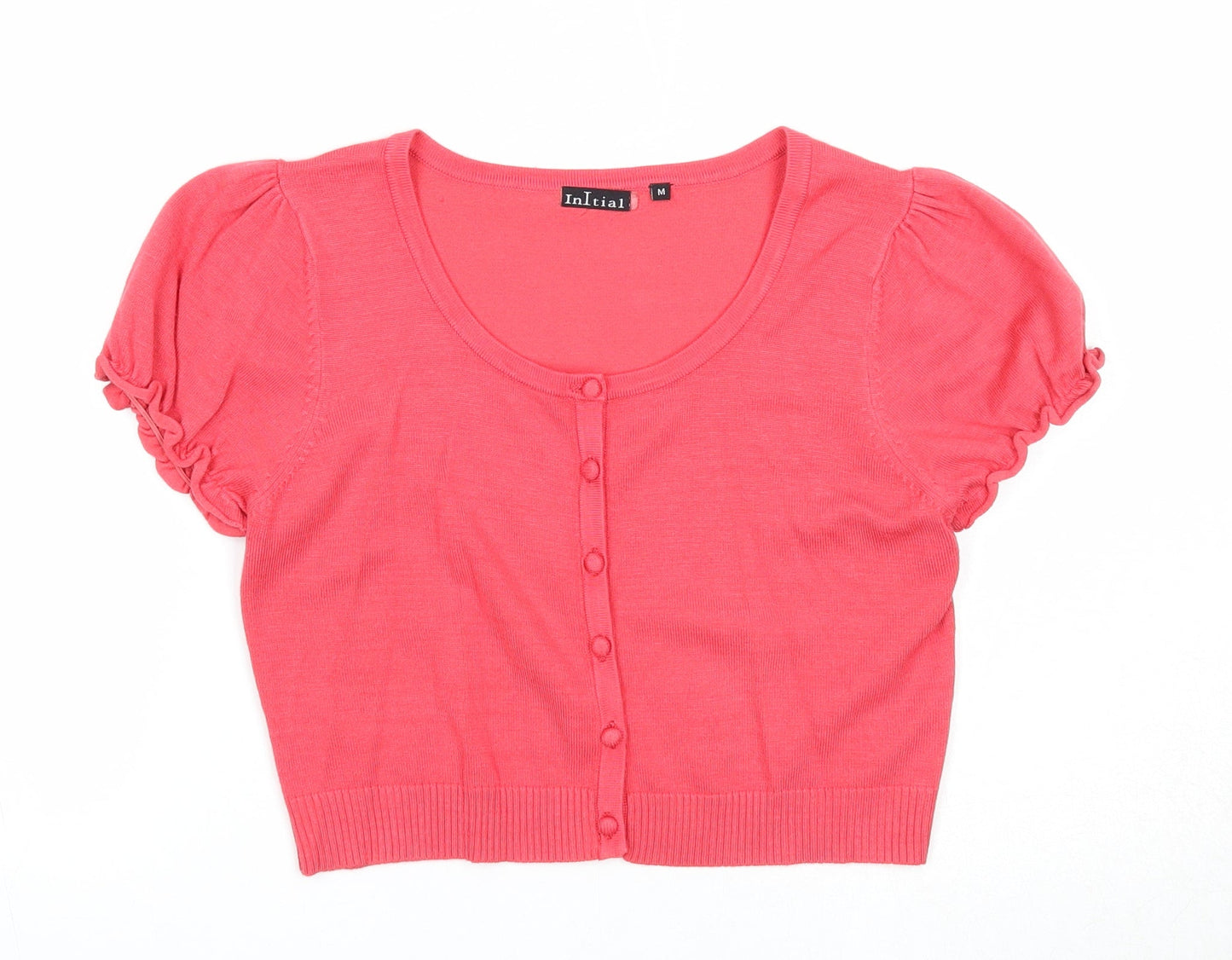 Initial Womens Pink Scoop Neck Viscose Cardigan Jumper Size M