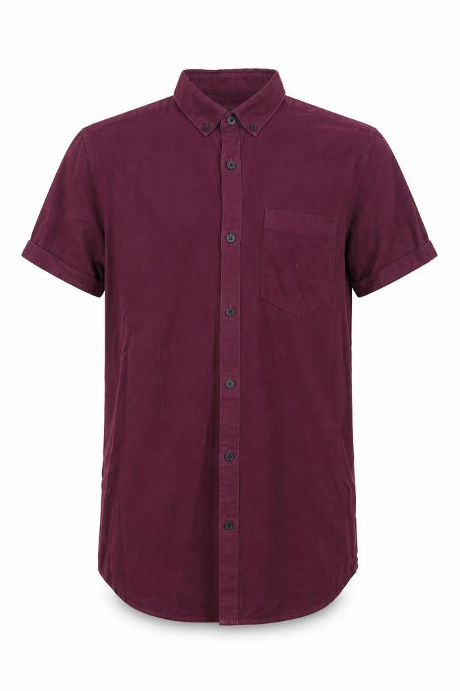 River Island Mens Purple Cotton Button-Up Size S Collared Button