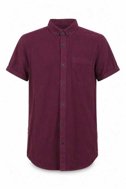 River Island Mens Purple Cotton Button-Up Size S Collared Button