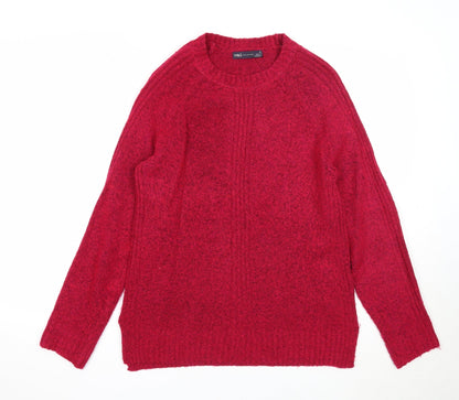 Marks & Spencer Womens Pink Round Neck Acrylic Pullover Jumper Size S