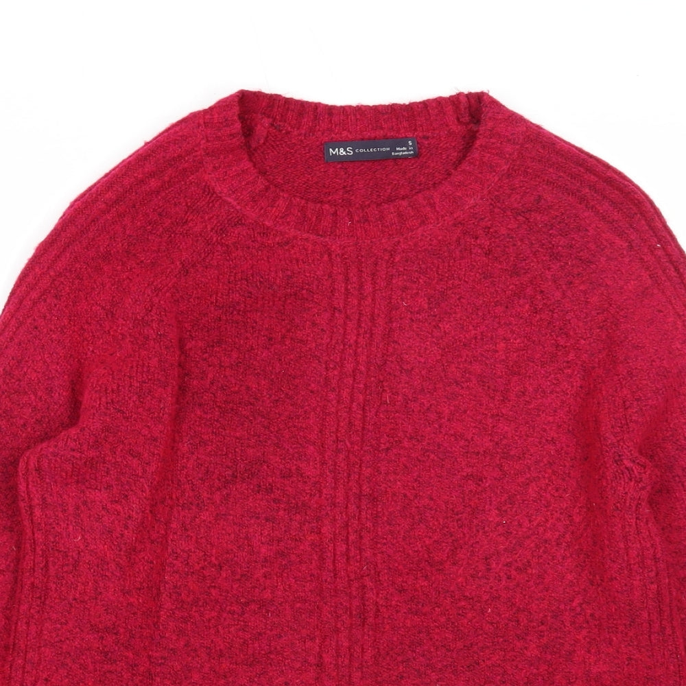 Marks and Spencer Womens Pink Round Neck Acrylic Pullover Jumper Size S
