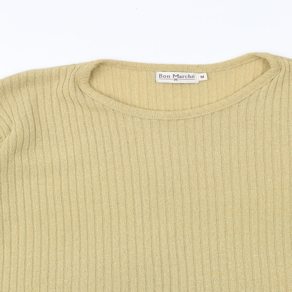 Bonmarché Womens Yellow Round Neck Polyester Pullover Jumper Size M