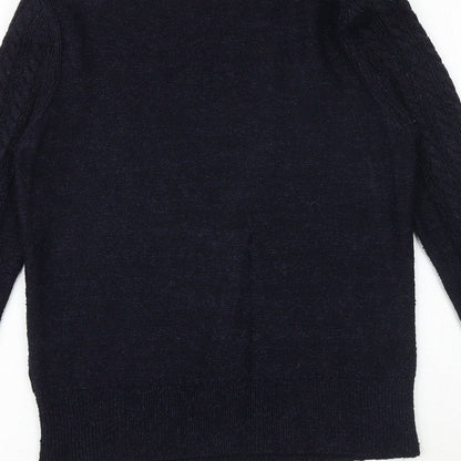 Mango Womens Blue Round Neck Viscose Pullover Jumper Size S