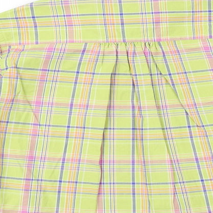 Adams Girls Green Plaid 100% Cotton Basic Button-Up Size 6 Years Collared Button