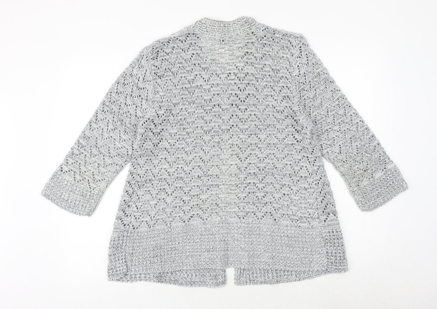 Glimpse Design Womens Grey V-Neck Acrylic Cardigan Jumper Size M - M/L