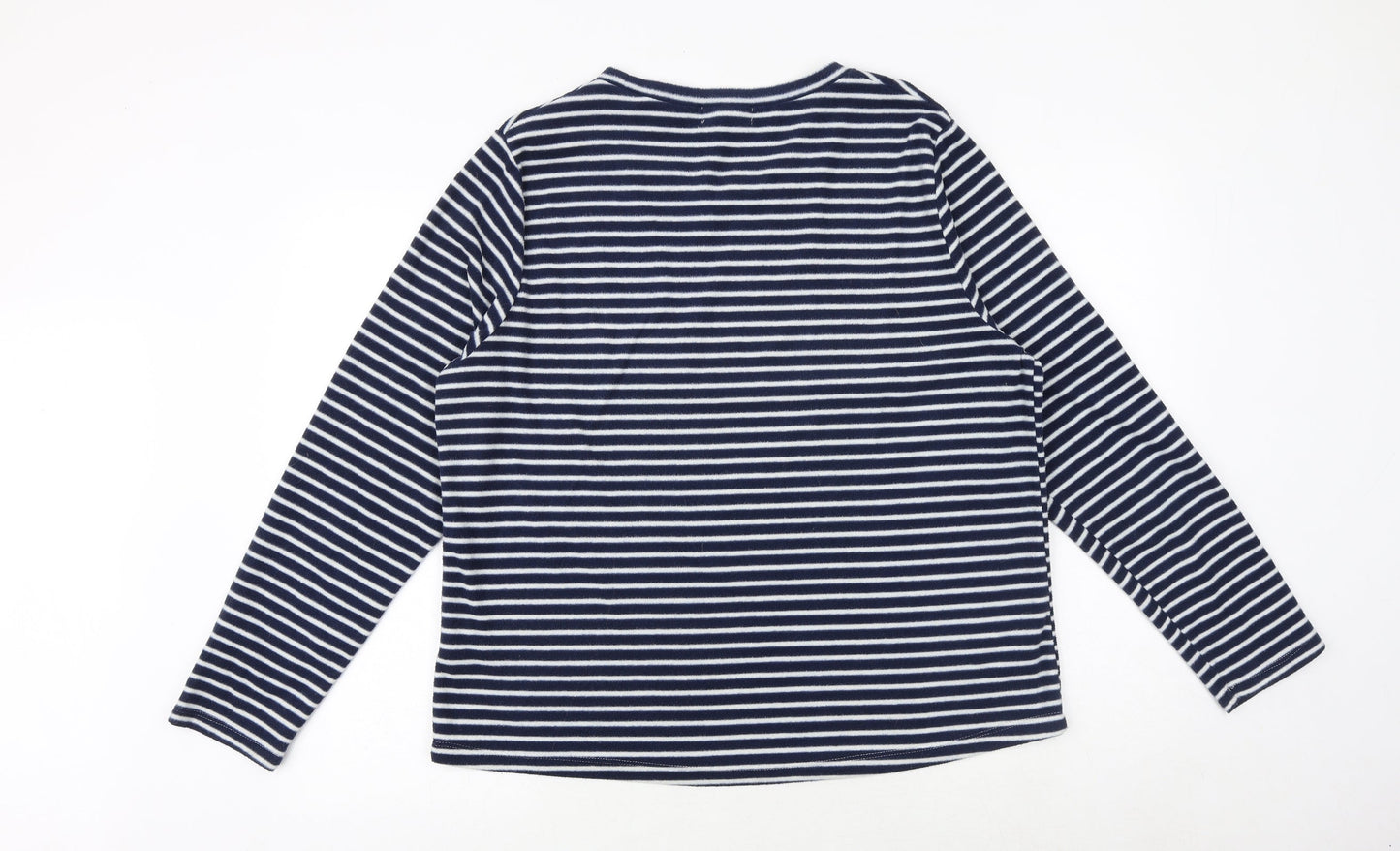 Luxe Leisure Womens Blue Round Neck Striped Polyester Pullover Jumper Size L