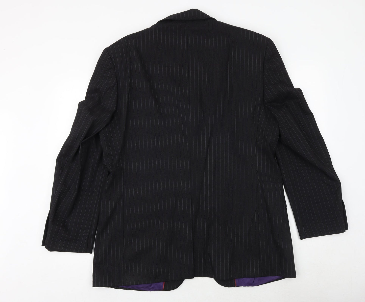Burton Mens Black Striped Wool Jacket Suit Jacket Size 42 Regular