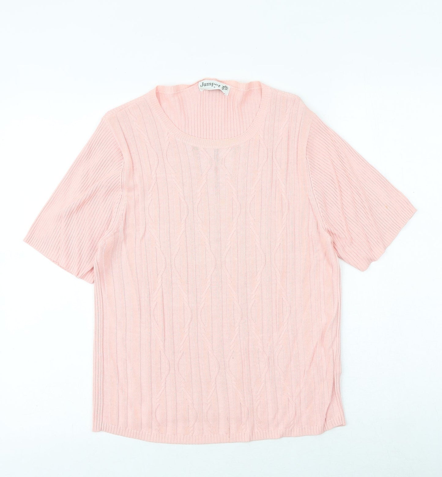 Jumper Womens Pink Round Neck Viscose Pullover Jumper Size S