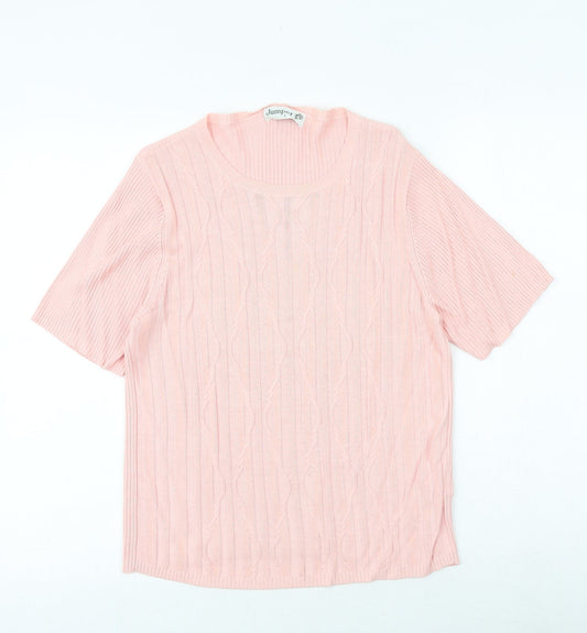 Jumper Womens Pink Round Neck Viscose Pullover Jumper Size S