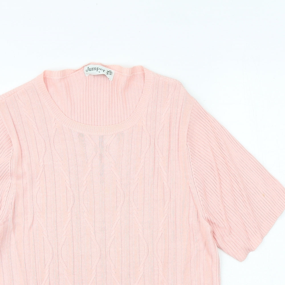 Jumper Womens Pink Round Neck Viscose Pullover Jumper Size S