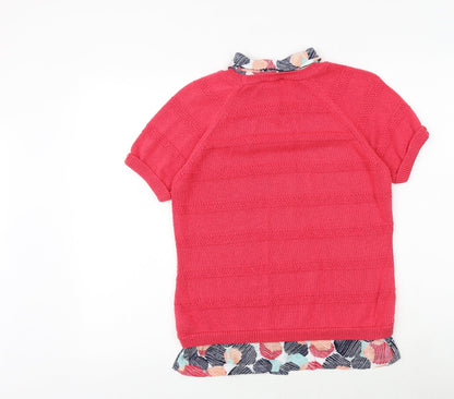 Marks & Spencer Womens Pink Collared Geometric Acrylic Pullover Jumper Size 12
