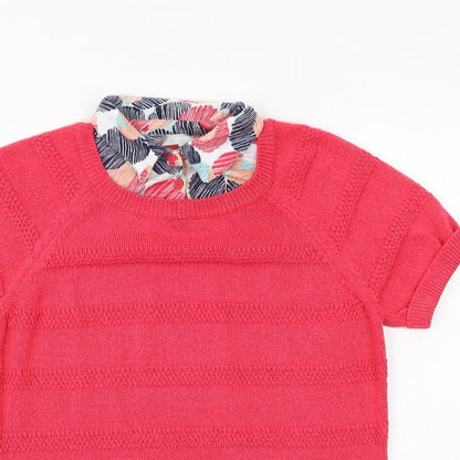 Marks & Spencer Womens Pink Collared Geometric Acrylic Pullover Jumper Size 12