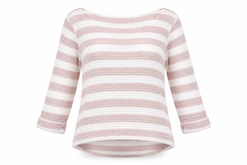 NEXT Womens Pink Round Neck Striped Polyester Pullover Jumper Size 10