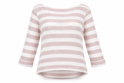 Next Womens Pink Round Neck Striped Polyester Pullover Jumper Size 10