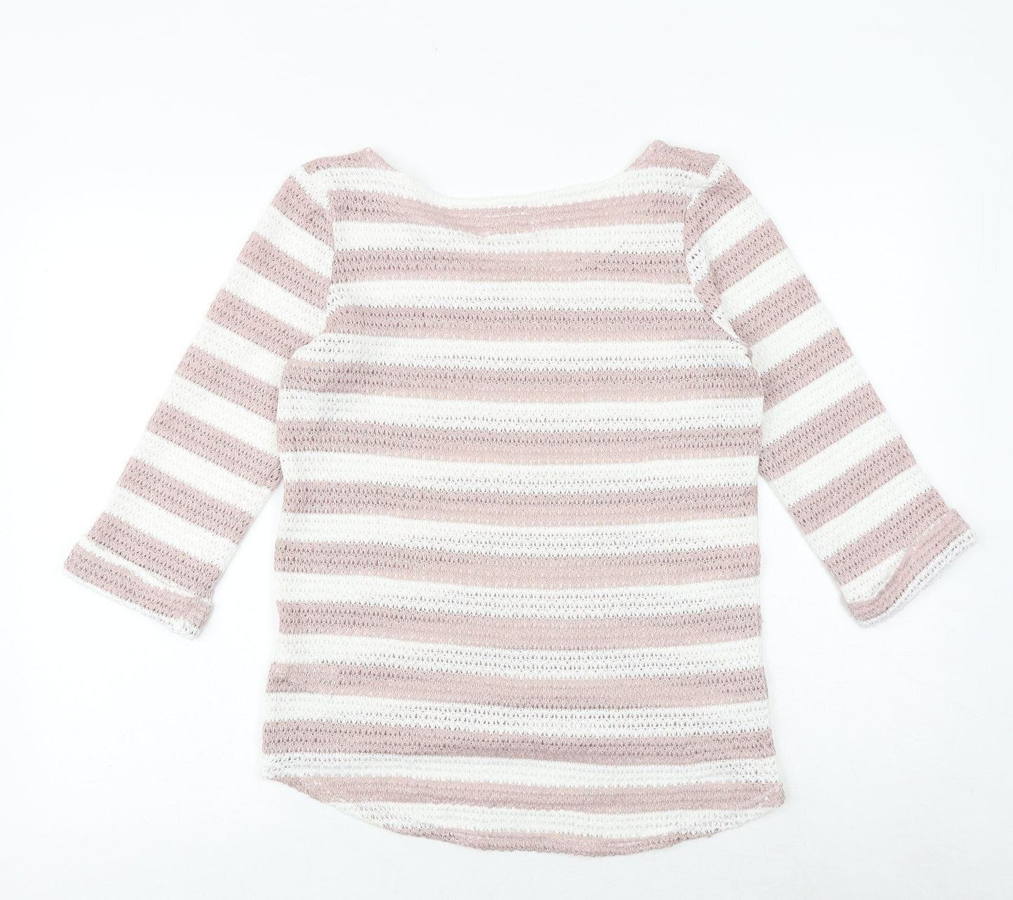 NEXT Womens Pink Round Neck Striped Polyester Pullover Jumper Size 10