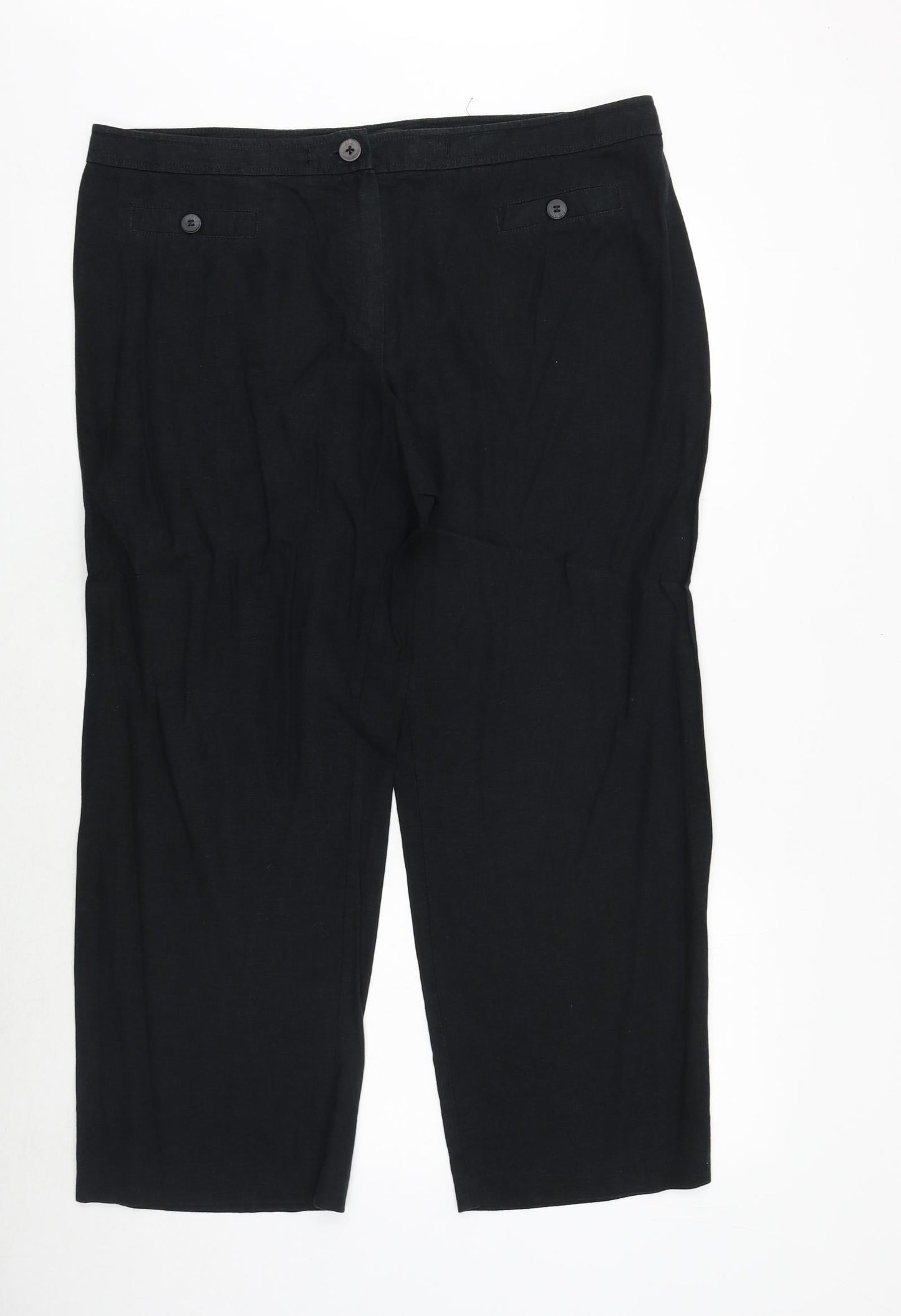 Marks and Spencer Womens Black Polyester Trousers Size 40 in Regular Zip