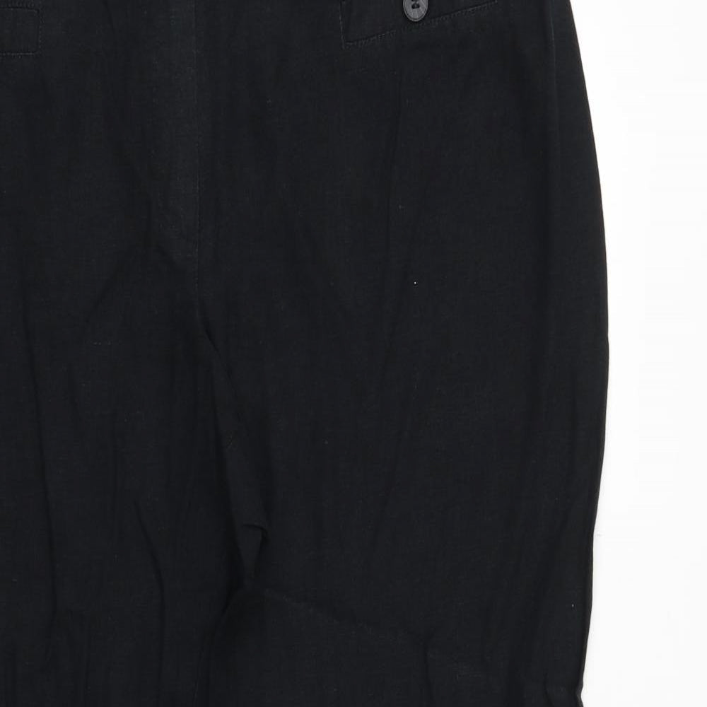 Marks and Spencer Womens Black Polyester Trousers Size 40 in Regular Zip