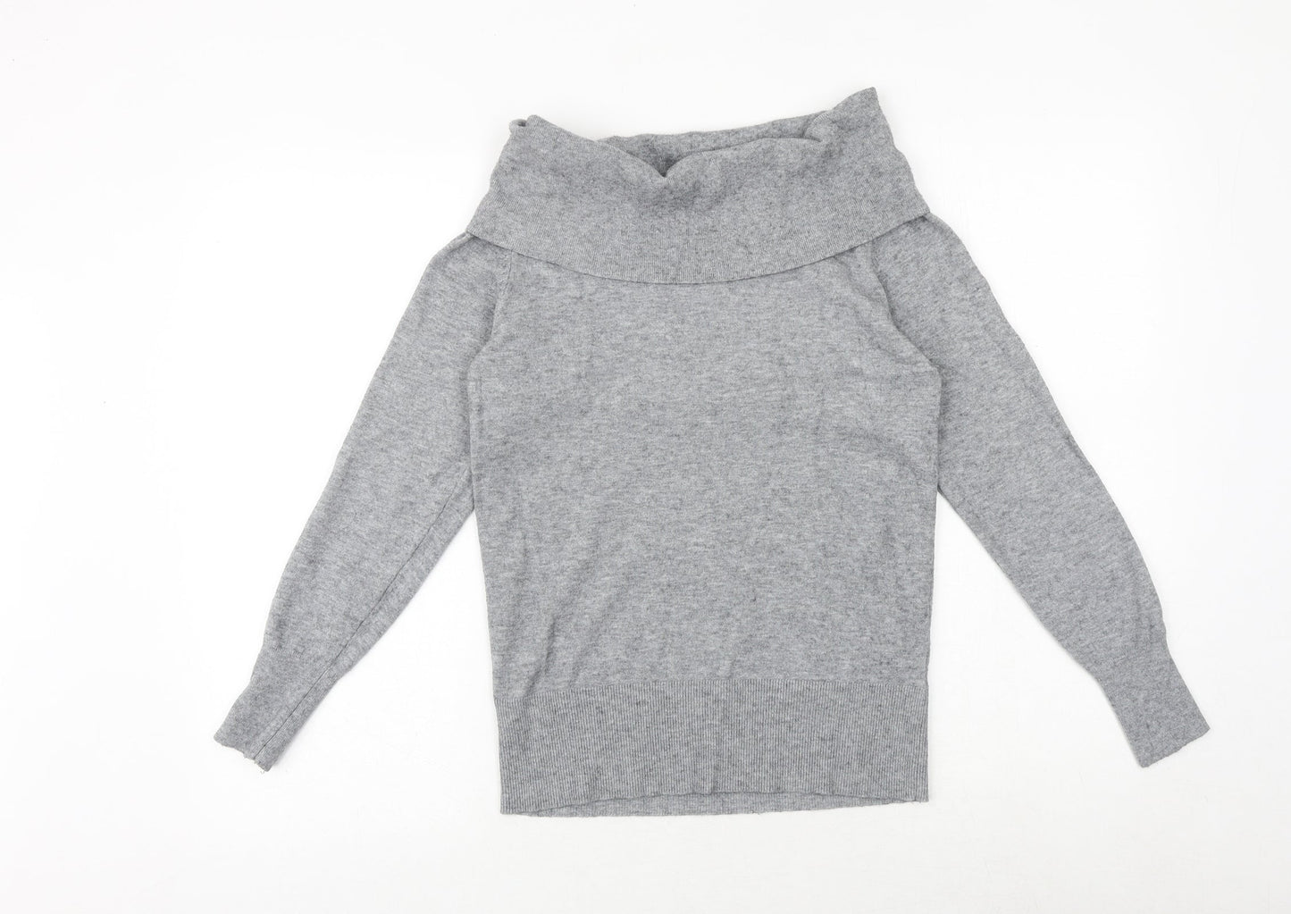 Stock Shags Womens Grey Roll Neck Viscose Pullover Jumper Size S
