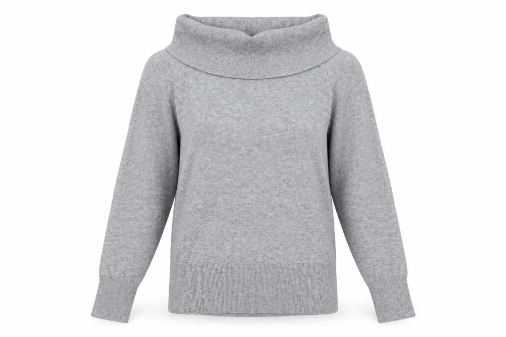 Stock Shags Womens Grey Roll Neck Viscose Pullover Jumper Size S