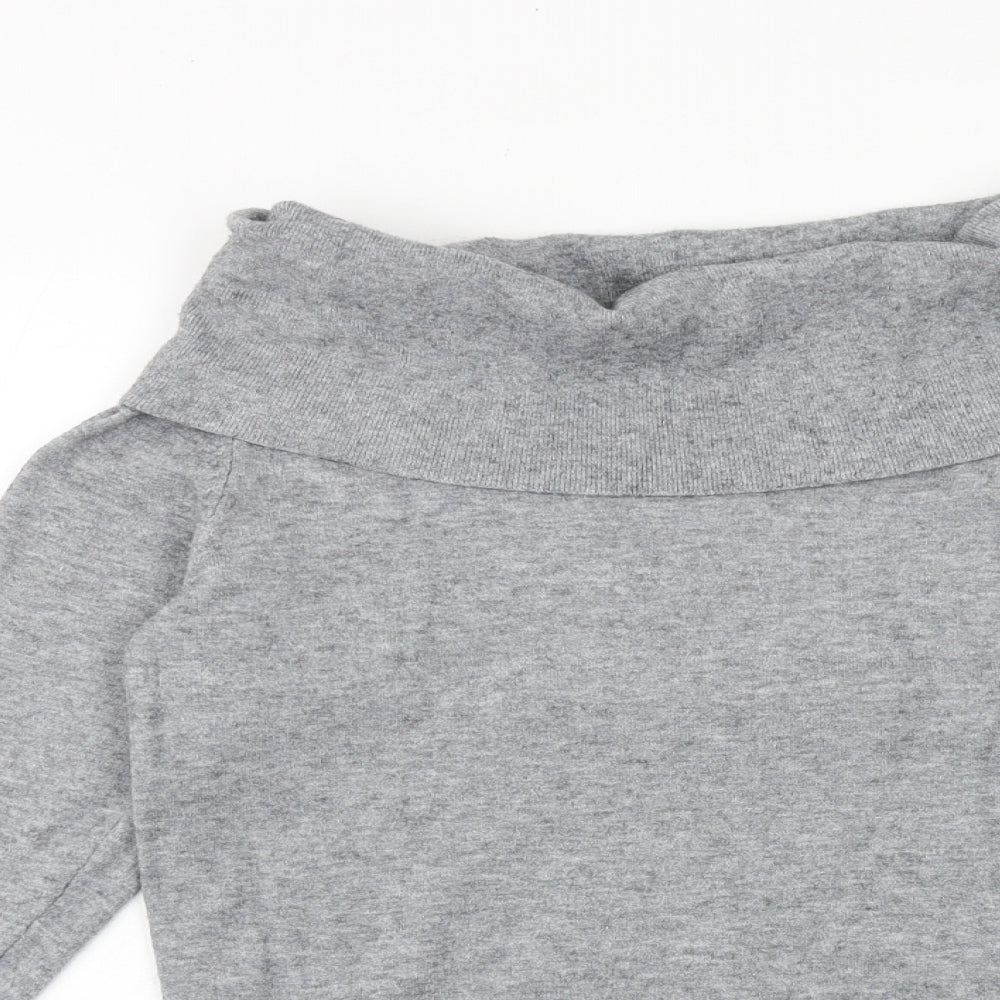 Stock Shags Womens Grey Roll Neck Viscose Pullover Jumper Size S