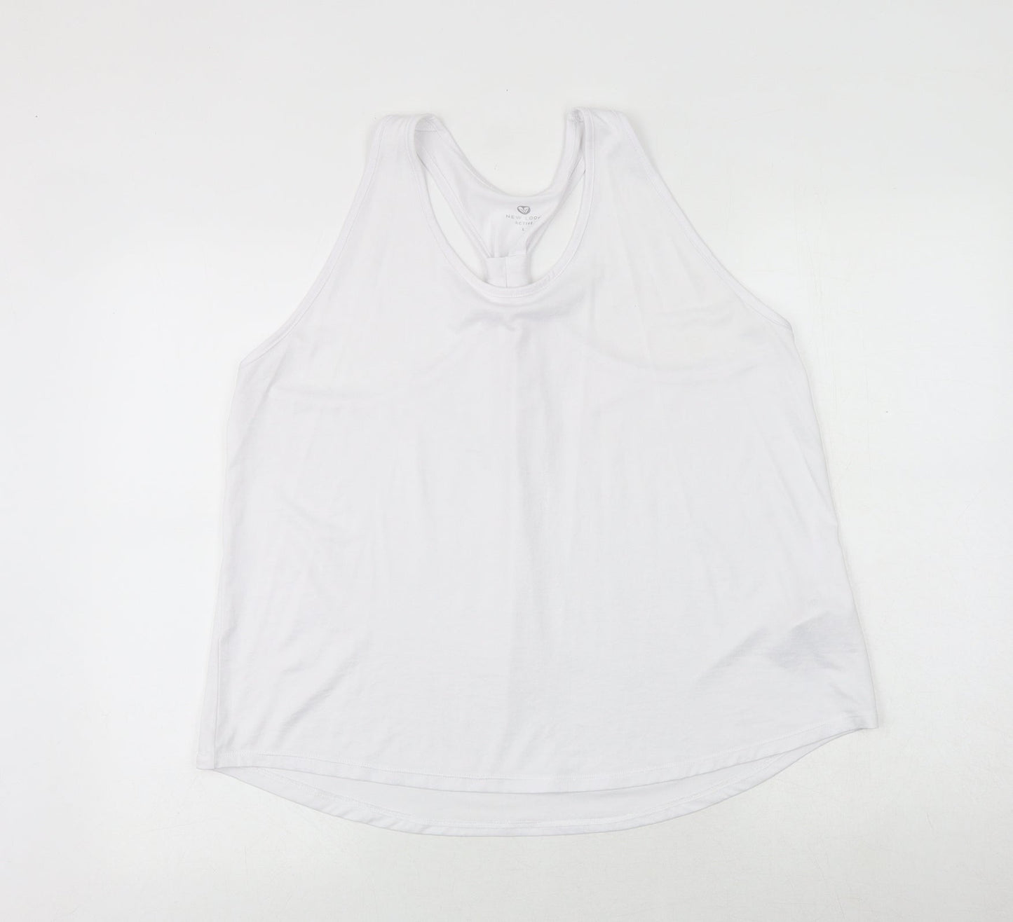 New Look Womens White Polyester Basic Tank Size L Round Neck