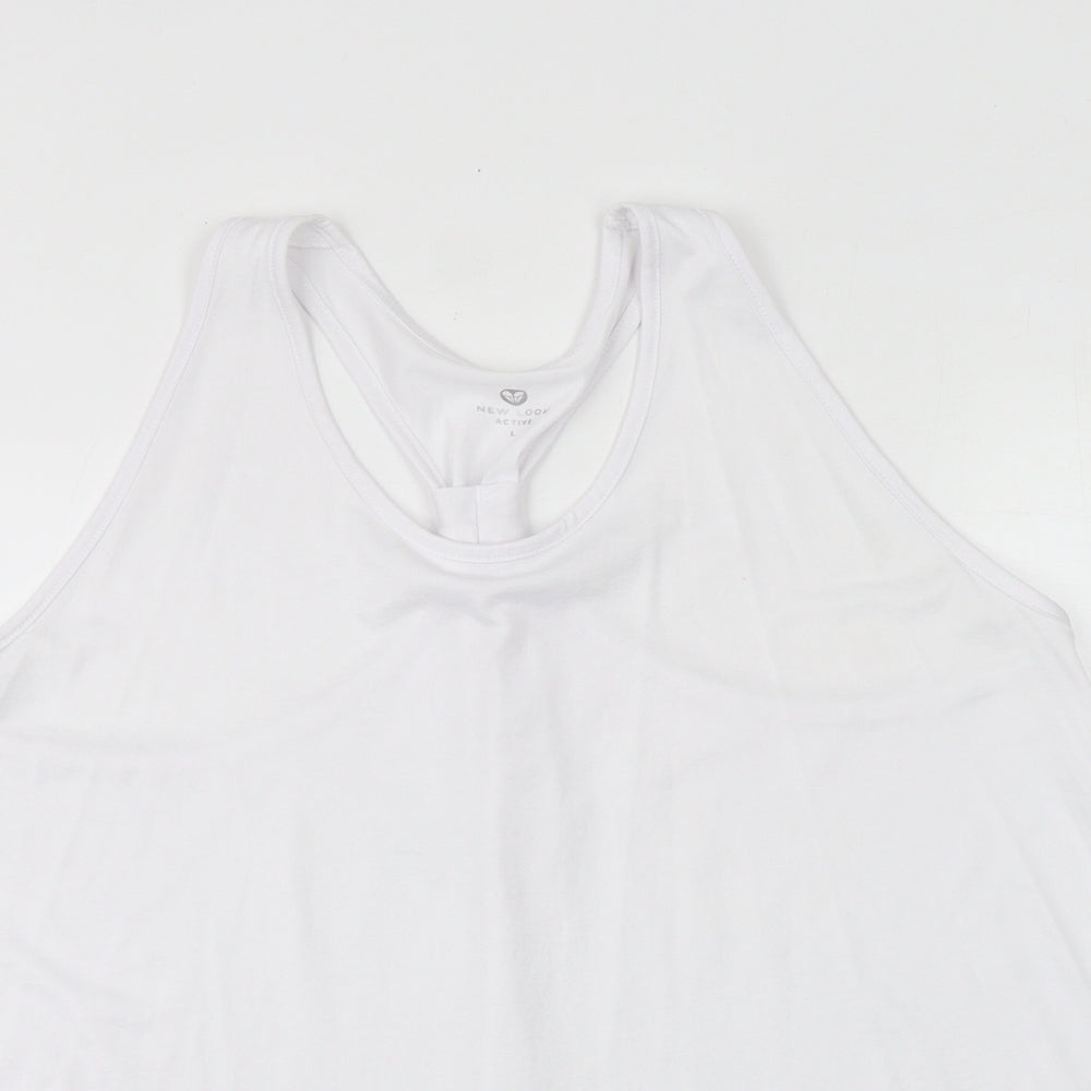 New Look Womens White Polyester Basic Tank Size L Round Neck