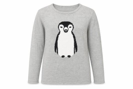 Damart Womens Grey Round Neck Acrylic Pullover Jumper Size 14 - Penguin