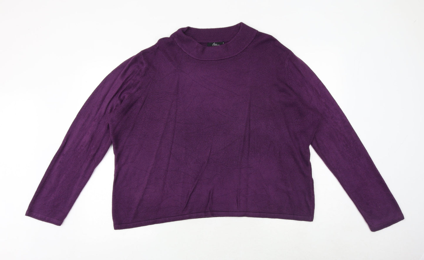 Bonmarché Womens Purple Round Neck Acrylic Pullover Jumper Size XL