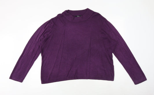 Bonmarché Womens Purple Round Neck Acrylic Pullover Jumper Size XL